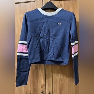 Tommy Hilfiger Navy Long Sleeve Top with Pink Accents